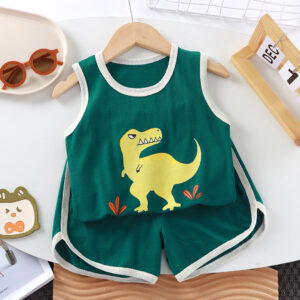 Two-Piece Pure Cotton Sports-Style Casual Kids Vest Set