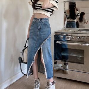 High-waisted Figure-flattering Niche Mid-length A-line Skirt