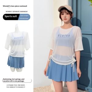 Sun-protective Figure-flattering Tummy-covering Three-piece Split Swimsui