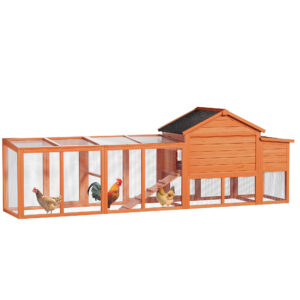 113.5 Large Wooden Chicken Coop Outdoor Hen House With Run, Waterproof Roof & Nesting Box, Secure Lock, Removable Tray, Ramp & Perch For 2-4 Chickens Or Small Pets