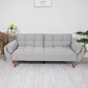 75′ Flared Arm Convertible Sleeper Sofa-light Gray
