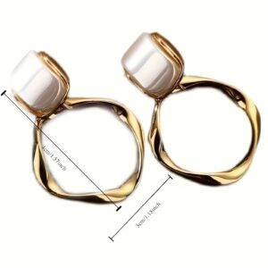 1 Pair Elegant Geometric Metal Hoop Dangle Earrings, Trendy Fashion Accessories, Perfect For Women's Daily & Banquet Wear, Unique Jewelry Gift
