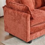 Cloud Sofa Ottoman Only, Modern Sectional Couch, For Living Room Bedroom And Apartment, Comfy Double Layer Upholstered Seat Cushion, Breathable Chenille Fabric, Orange,SW501DOG