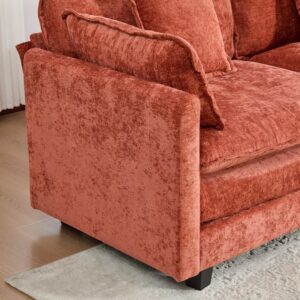 Cloud Sofa Ottoman Only, Modern Sectional Couch, For Living Room Bedroom And Apartment, Comfy Double Layer Upholstered Seat Cushion, Breathable Chenille Fabric, Orange,SW501DOG