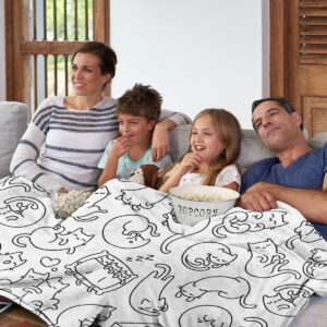 Mini Cats Pattern Flannel Throw Blanket Super Soft Fleece Blanket Animal Print Fluffy Plush Lightweight Cozy Blanket