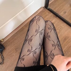 Thin White Stockings Pantyhose Women's Sexy Jacquard Black Stockings Butterfly Knot Hollow Fishing Net Socks