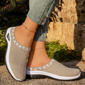 Baotou Semi-slip-on Casual Fashionable Versatile Chic Breathable Mesh Slip-on Pumps