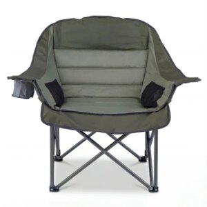 Green Heavy-Duty Folding Camping Chair, PVC Coated 600D Oxford Fabric, X-Shaped Metal Frame & Non-Slip Foot Pads