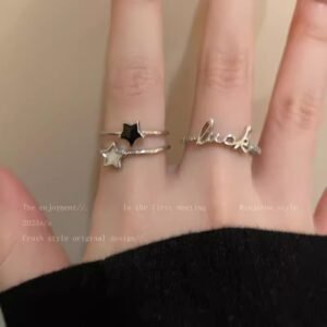 1PCS Ins Style Silver Zircon Ring For Women, Light Luxury Minimalist Design, Adjustable Open Band, Versatile Elegant Jewelry