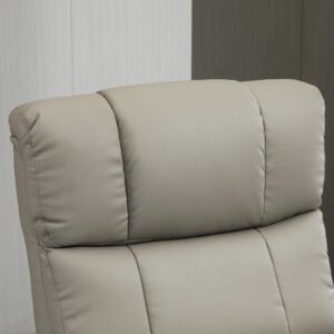 Massage Recliner Chair with Ottoman, Swivel Recliner and Footrest, Faux Leather Reclining Chair with Remote Control, 10 Vibration Point and Side Pocket, Gray