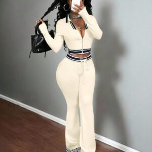 Crop Top And Tight-Fit Casual Sports Two-Piece Set