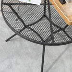 35" Round Outdoor Patio Bistro Dining Table, French Cafe Style, Conversation Space, Fast Drying Metal Mesh Tabletop for Garden, Backyard, Poolside, Black