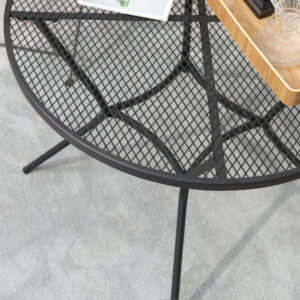 35" Round Outdoor Patio Bistro Dining Table, French Cafe Style, Conversation Space, Fast Drying Metal Mesh Tabletop for Garden, Backyard, Poolside, Black