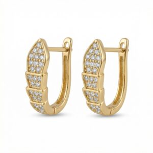925 Sterling Silver Radiant Segmented Hoop Earrings Featuring Brilliant Pavé Accents