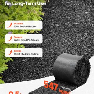 Rubber Mulch Mat Roll, 2 Rolls 140 X 4.5 In, Recycled Rubber Permanent Mulch Edging Border, Natural-Looking Flower Barrier With Stakes, 0.5 In Thick Cuttable Garden Edgings For Landscaping