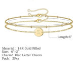 Dainty Gold Bracelets For Women, 14K Gold Filled Adjustable Layered Bracelet Cute Oval Chain Bar Gold Bracelets For Women Jewelry