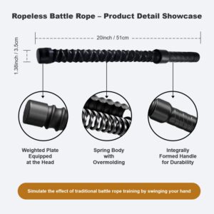 Ropeless Battle Rope Home GymEquipment With Integrated Non-Slip Handles Rubber-Coated Springs For Unisex Indoor Outdoor Training HIlTWorkouts Low-Impact Cardio Training