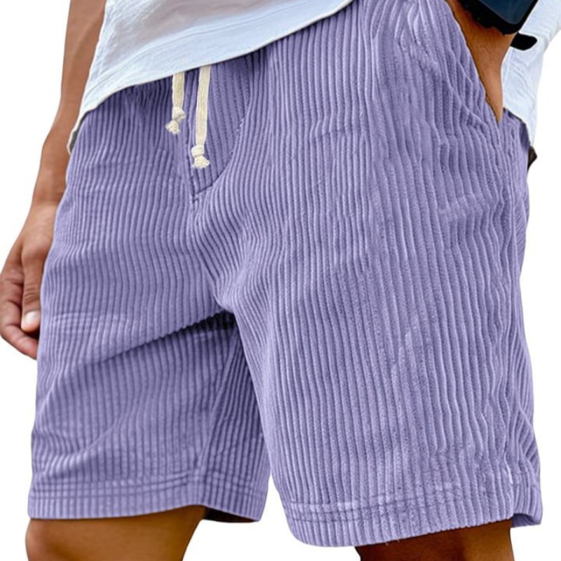 Men's Retro Embroidered Corduroy Fashionable Lace-up Casual Shorts - Image 12