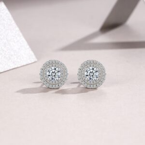A Luxurious And Fashionable Minimalist Jewelry Earring Set Featuring A 0.5-carat Top-quality Morganite, Made Of S925 Silver Electroplated With Platinum.