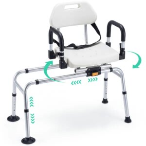 Sliding Shower Chair , 4-Position Swivel Seat & Left-Right Slide, 300LBS Capacity