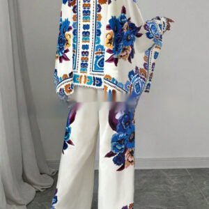 Women's New Fashionable Silky Satin Printed Set