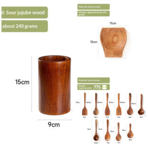 Chinese Elm Wooden Spatula Non-Stick Cookware Set