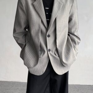 Men's Elegant Striped Faux Two-piece Blazers
