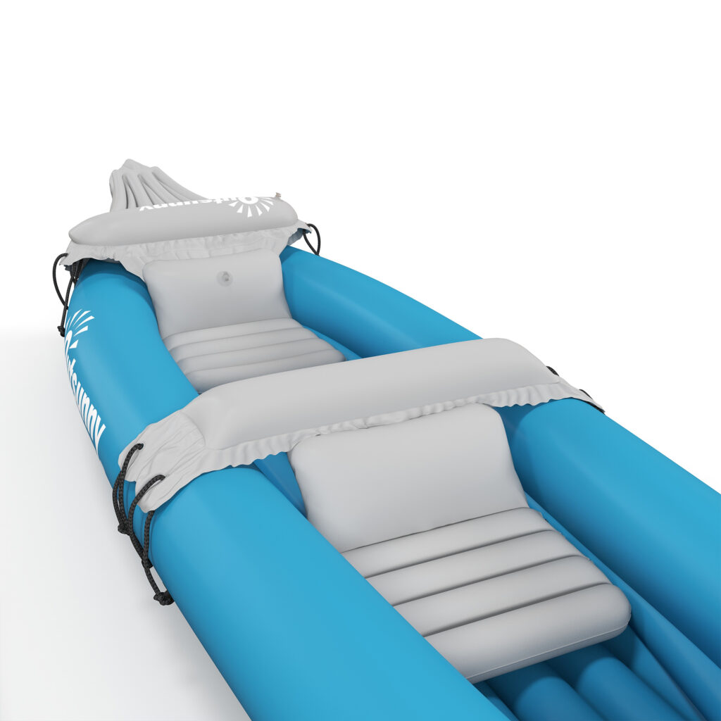 K2 Kayak, 2 Person Inflatable Kayak, Includes Paddles, Aluminum Oars, Repair Kit, Portable Tandem Blow Up Boat, Blue