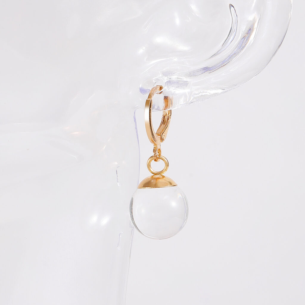 Simple Transparent Glass Spherical Earrings Fashionable