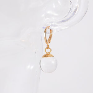 Simple Transparent Glass Spherical Earrings Fashionable