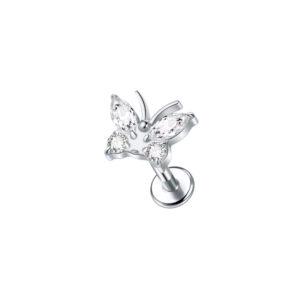 Butterfly Whisper 1 Pair Of Women's Earrings, Butterfly Shaped Earrings, Stainless Steel Zircon Earrings With Flowers, Crystal Clusters Blooming