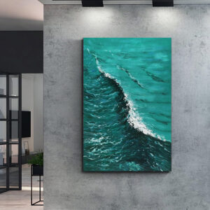 Hand Painted Modern Abstract Texture Deep Blue Sea Wave Landscape Oil Painting On Canvas Wall Art For Room Home Decoration