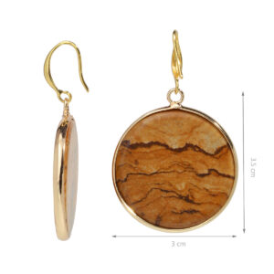 Round Natural Stone Pendant Earrings For Women