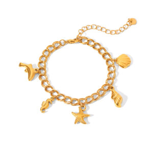 Starfish Shell Marine Element Stainless Steel Bracelet