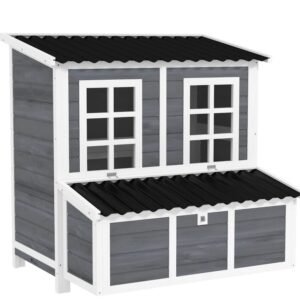 Wooden Pet Coop With Nesting Box, 39 Pet House For 4-6 Chickens, Rabbits