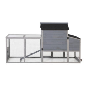 Portable Mobile Chicken Coop With Nesting Box, Sleeping Room, Run, Window, Sun Board, Doors, Pull-Out Tray, Wheels, Outdoor Pen For Small Animals, Gray With Colorful Patterns