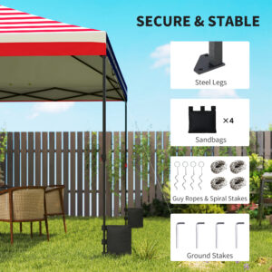 10 x 10 ft Pop Up Canopy Tent with One Push Setup, Outdoor Portable Instant Canopy Shelter w/ Roller Bag, American Flag