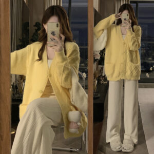 Maternity Autumn Wear Soft Cozy Padded Maternity Coat Knitted Cardigan