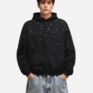 Baby's-breath Rhinestone-studded Vintage Hoodie