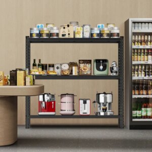 3-Tier Industrial Shelving Rack – 63in, Heavy Duty Steel Shelving Unit Adjustable, 67″ W*19.7″ D*63″H, Black, Requires Assembly