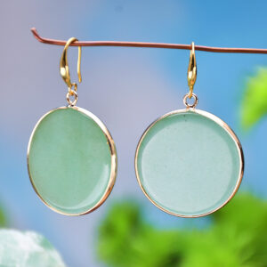 Round Natural Stone Pendant Earrings For Women