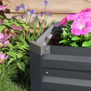 8x2x1ft Galvanized Raised Garden Bed Kit With Safety Edging For Flowers, Herbs And Vegetables, Dark Gray
