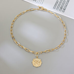 New Arrival Womens Copper-Gilded Butterfly Pendant Necklace