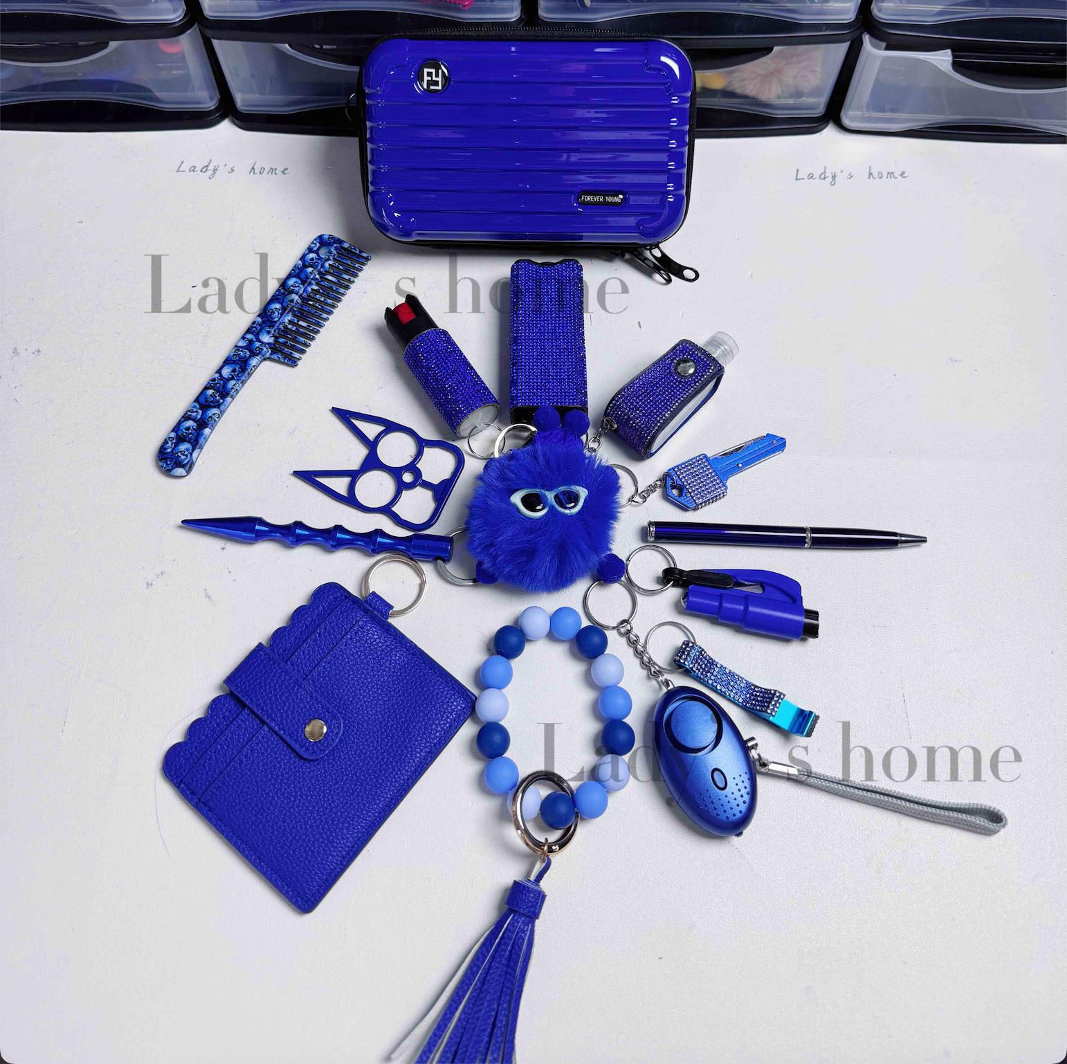 2026 New Stylish Mini Suitcase Self-Defense Keychain Set