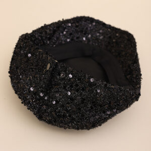 Fashionable Plain-color Sequined Forward Hat – Classic And Versatile, With Lustrous Petal-like Brim. Suitable For Stage Performances.