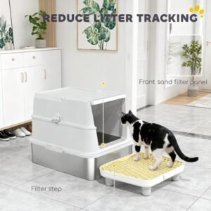 Cat Stainless Steel Cat Litter Box For Big Cats With Flip Cover
