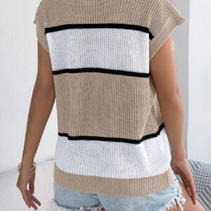 Women Color Block Stripe Casual Loose Knit Vacation Top