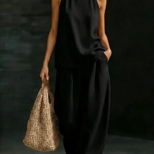 New Womens Crew-Neck Sleeveless Fashionable Casual Set