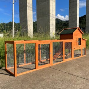 122 Large Wooden Chicken Coop,Outdoor Hen House With Nesting Box ,Wire Fence Poultry Cage