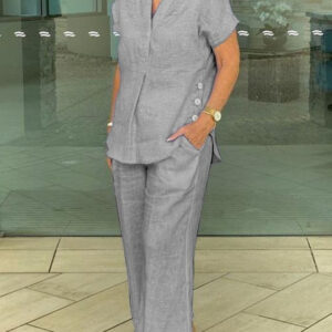Short-sleeve Top And Pants Casual Two-piece Set
